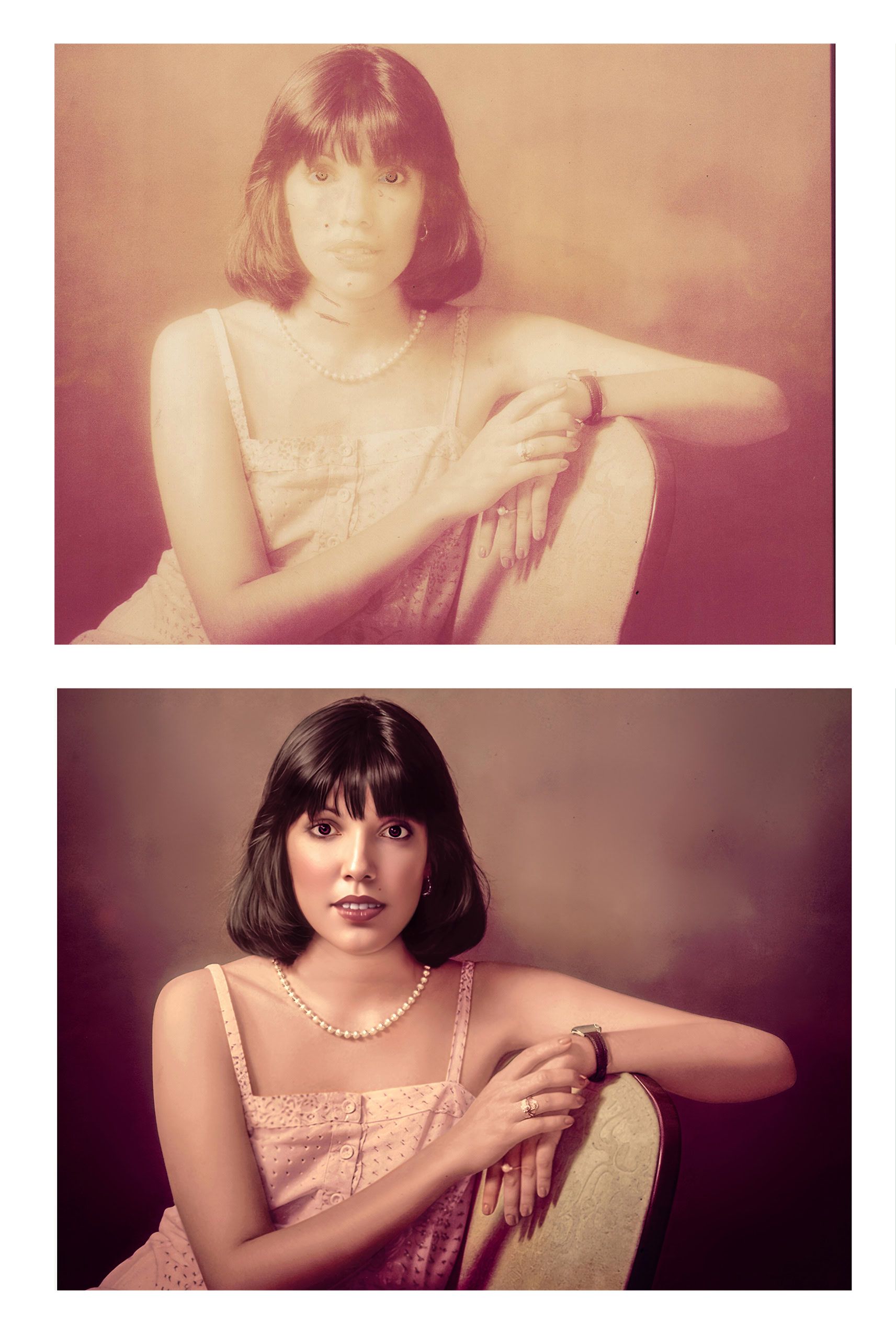 Professional photo restoration in Coral Gables restoring damaged portrait
