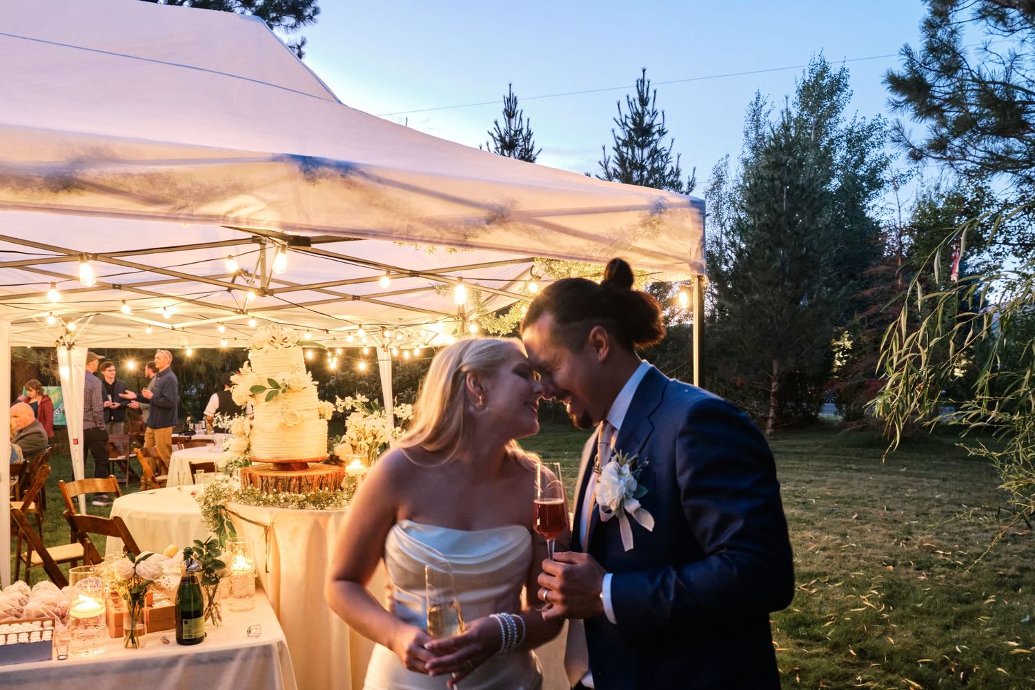Bride and groom enjoying a private moment