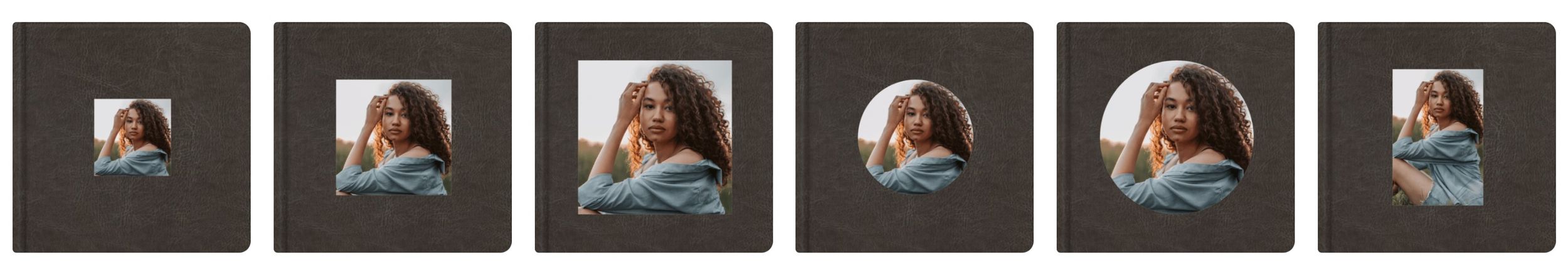 Wall display of high-resolution senior photographs in elegant  cameo album frames
