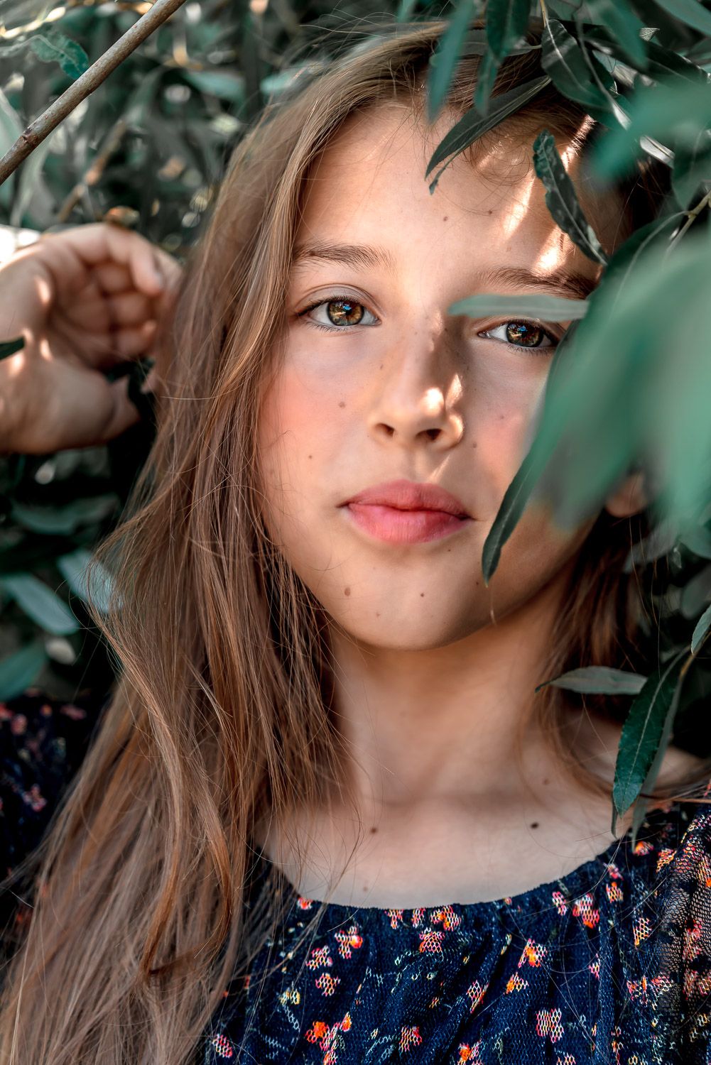 pre-teen-girl-in-floral-dress-fallbrook-santa-magarita-mid-day-sun