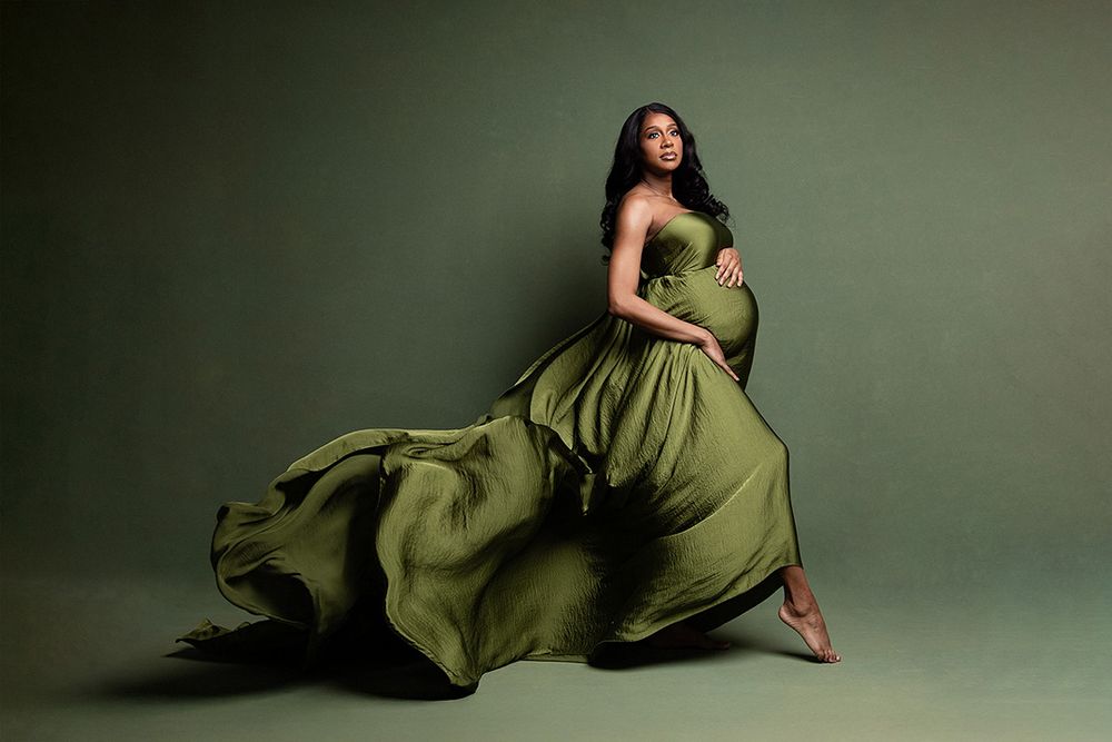 open lace back dress Olive Tiered Maternity Dress main image 0