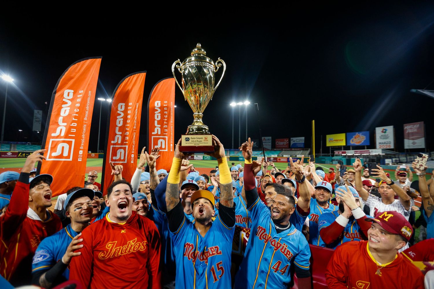 The Indios de Mayagüez are crowned champions, securing their 20th title in the Roberto Clemente Professional Baseball League.