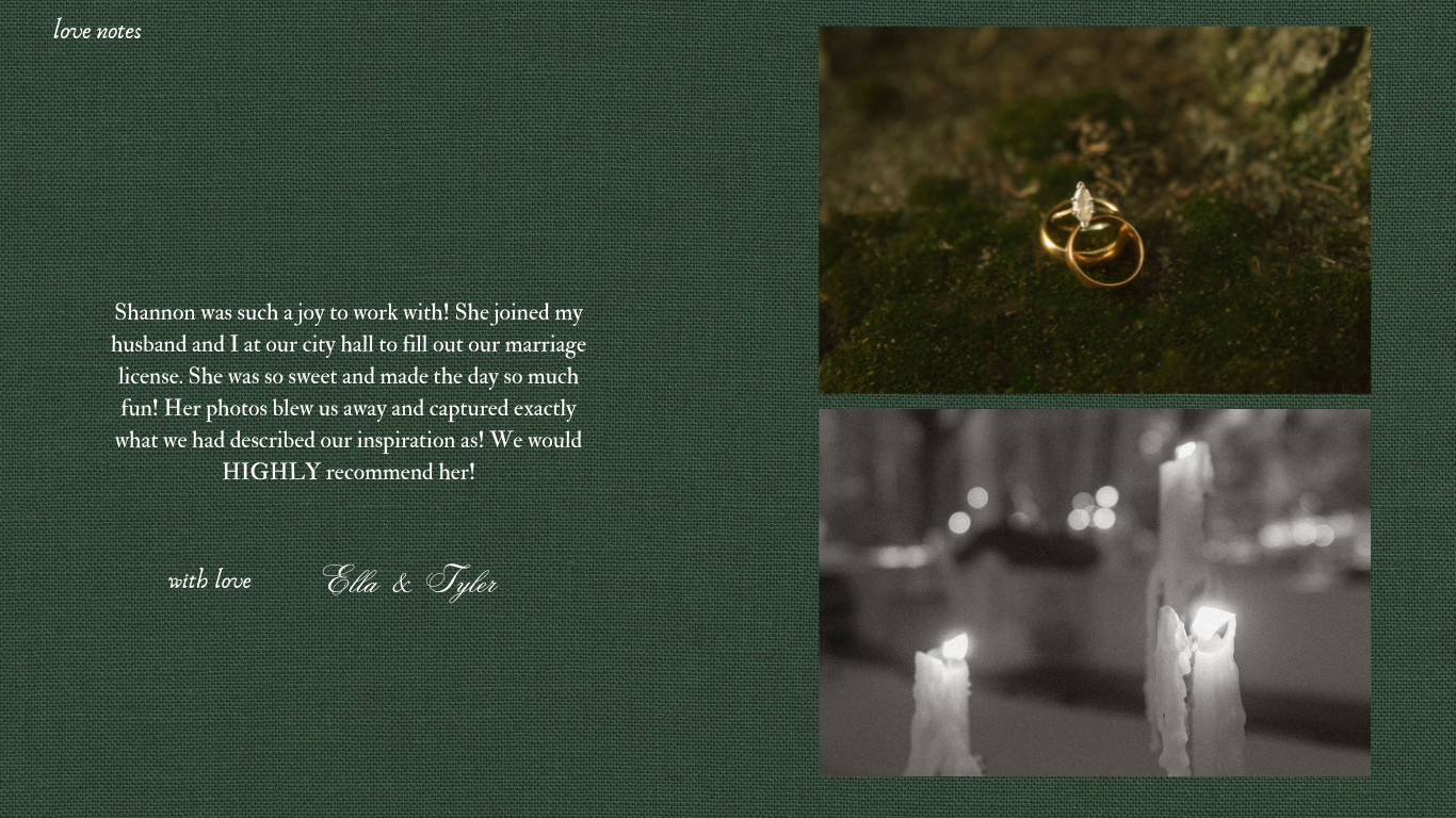 Wedding photography layout with vintage film stills and romantic text elements.
