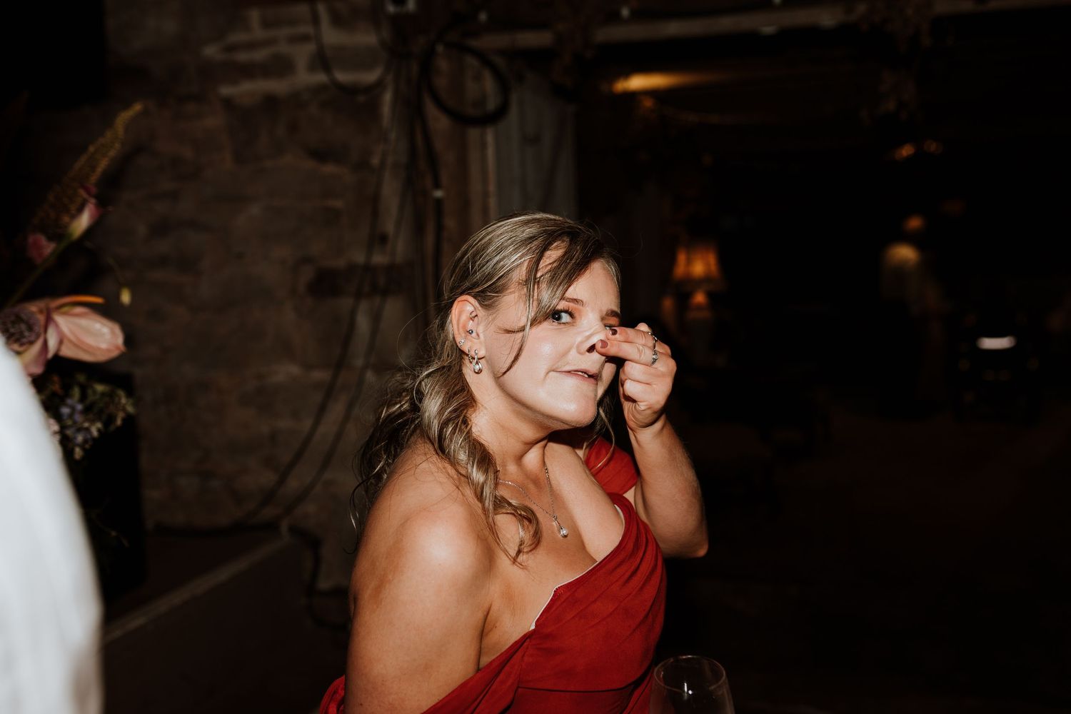 Wedding guest pulling pig face