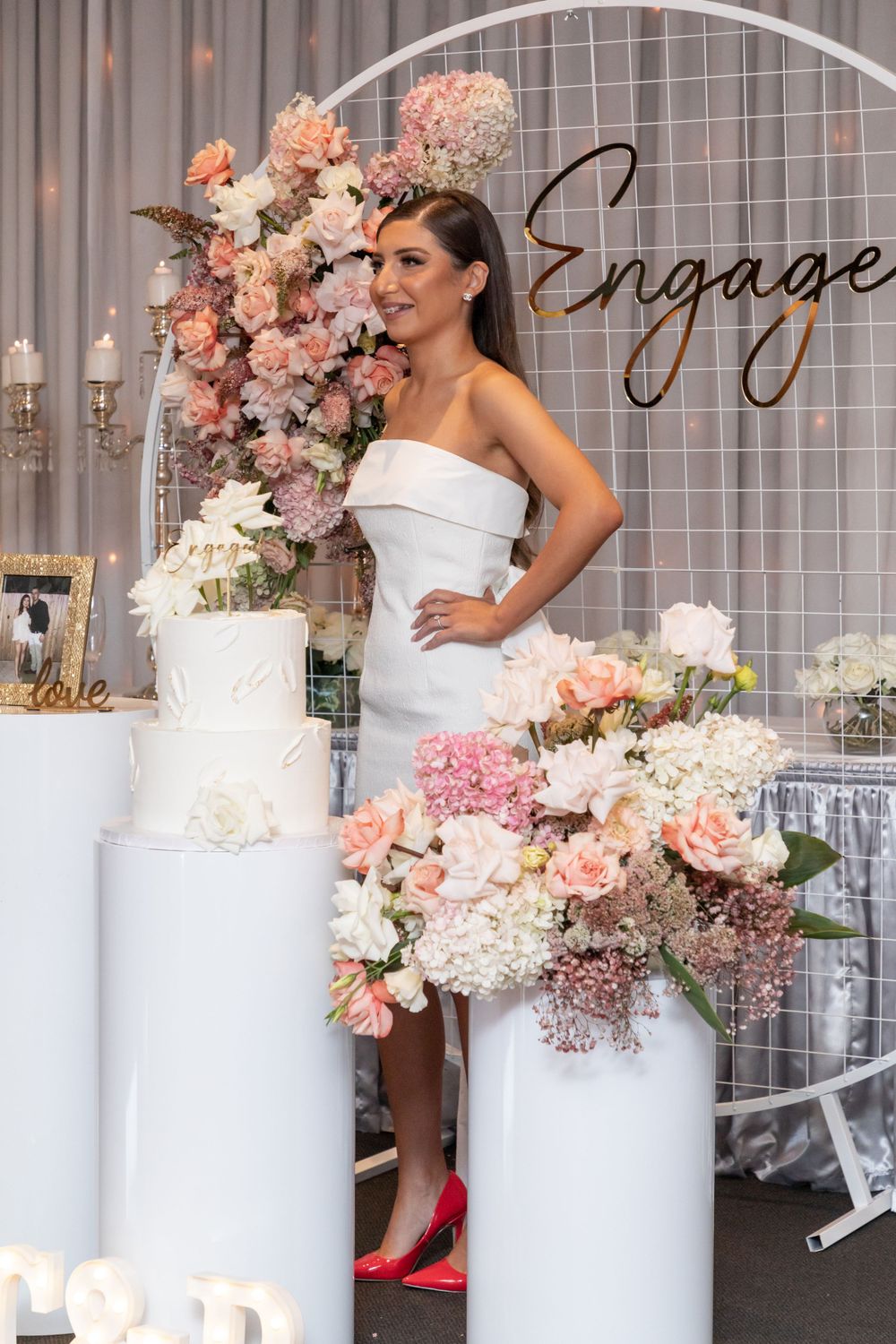 Engagement photography, engagement cake, guests engagement food and soon to be bride and groom horsley park