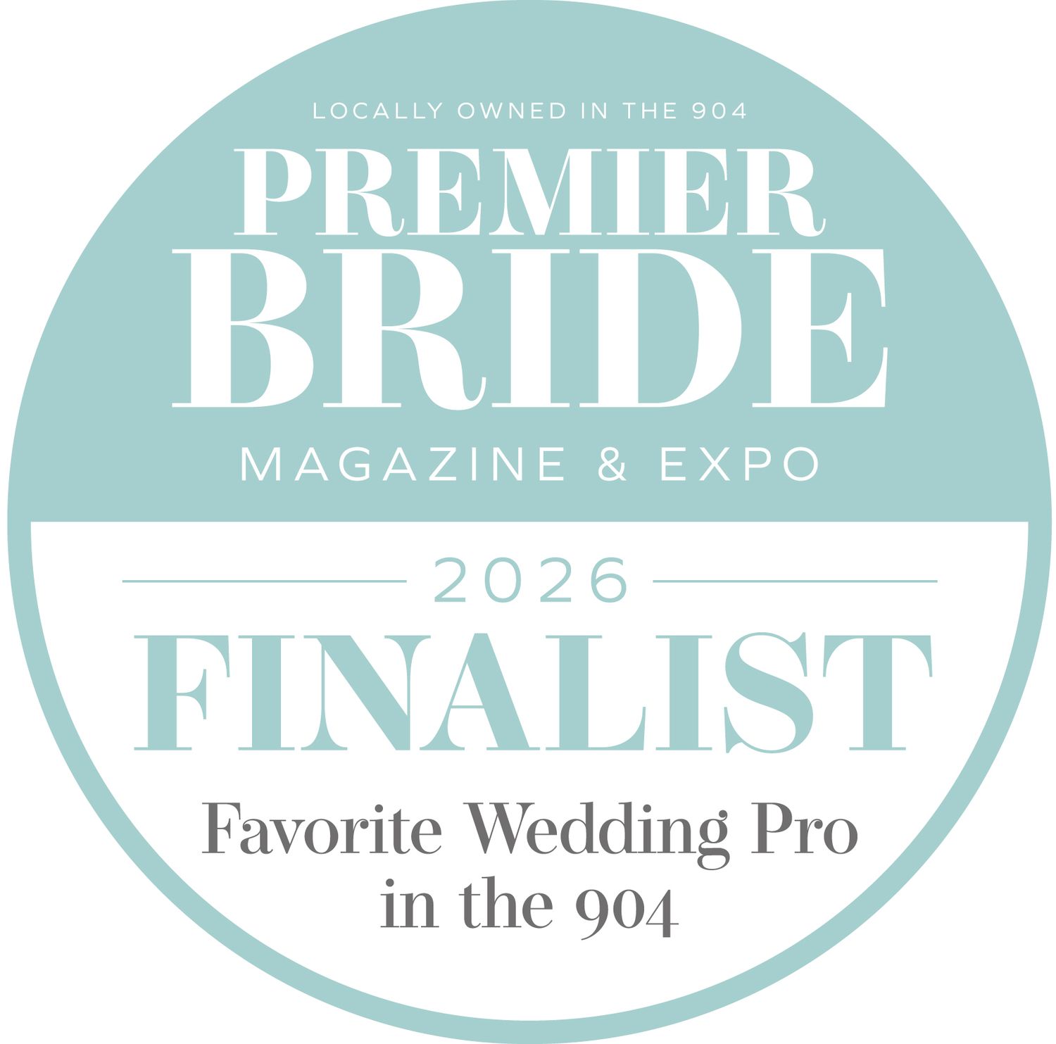 Premier Bride Magazine Top 3 Wedding Pro award badge for 2025 in pink and white.