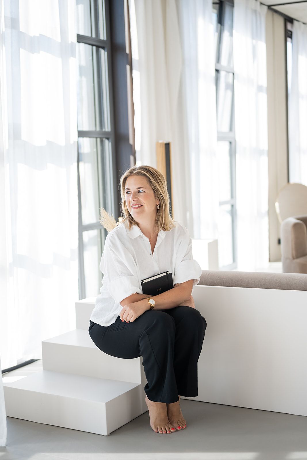 Personal branding photo of wedding celebrant Simone Gori from LovelyWords, photographed in warm natural light by MaxwellArt Photography.
