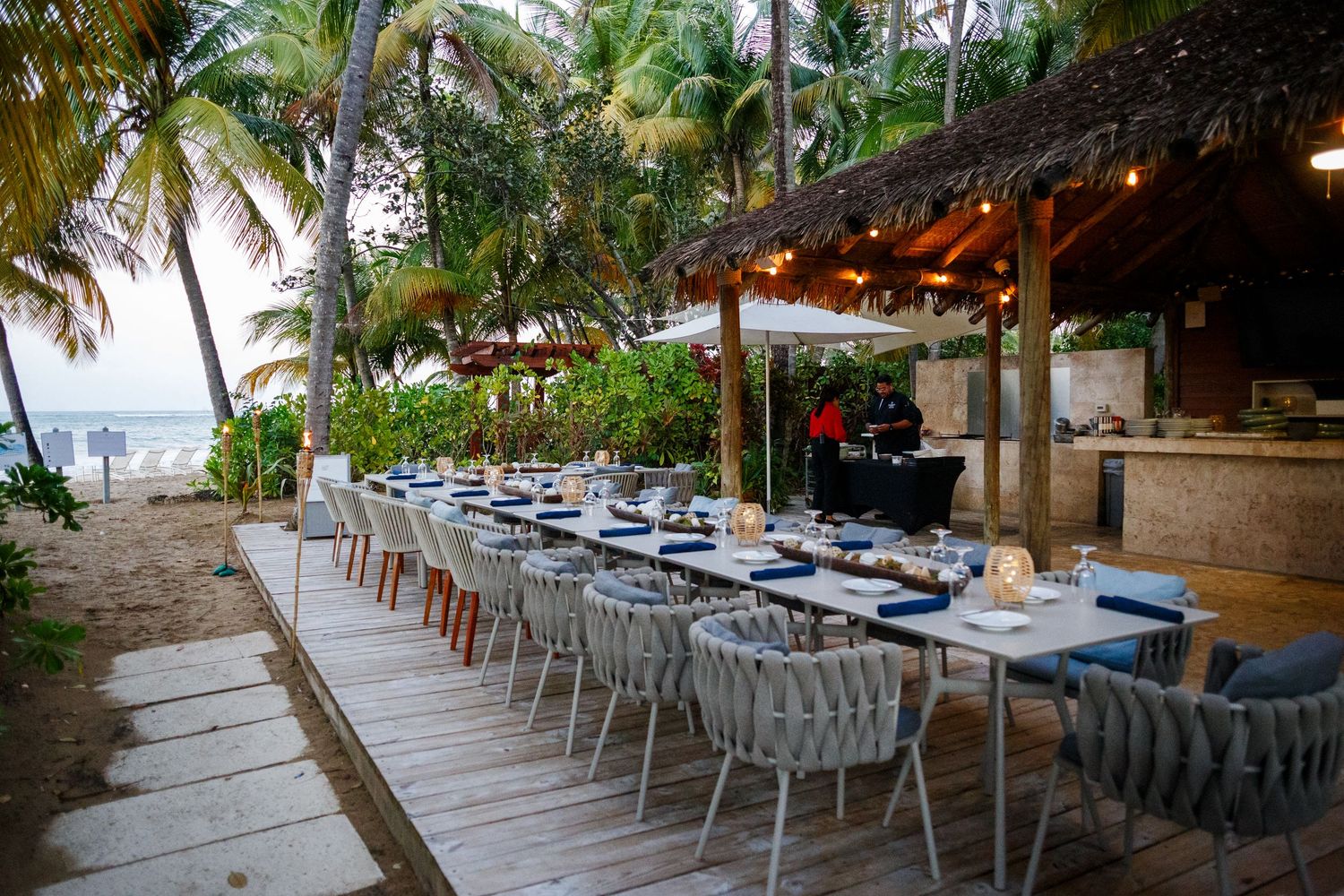 50th birthday dinner party on the beach at the Four Seasons hotel in Rio Grande, Puerto Rico.