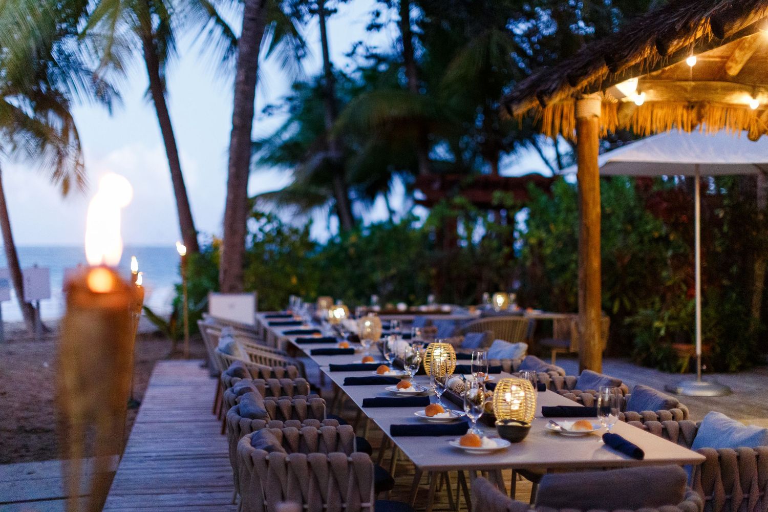 50th birthday dinner party on the beach at the Four Seasons hotel in Rio Grande, Puerto Rico.