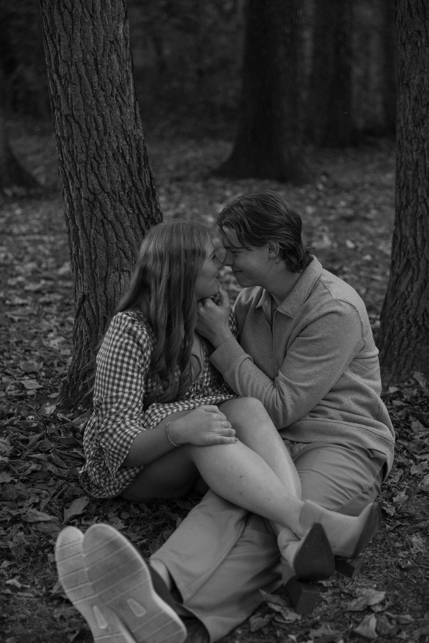 Fall outdoor golden hour engagement photos in Funks Grove, Illinois