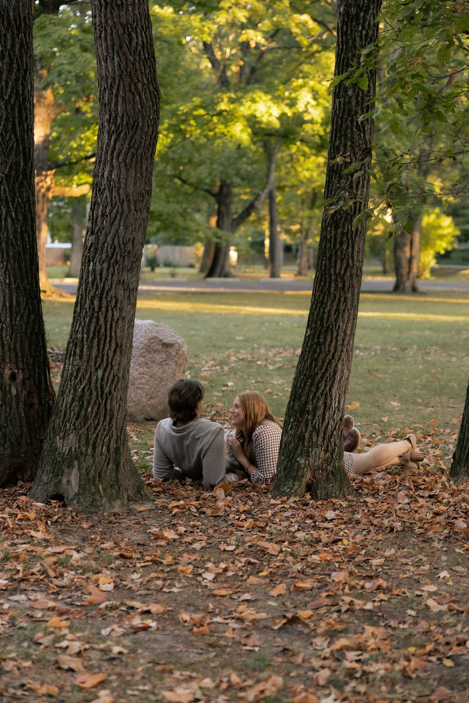 Fall outdoor golden hour engagement photos in Funks Grove, Illinois