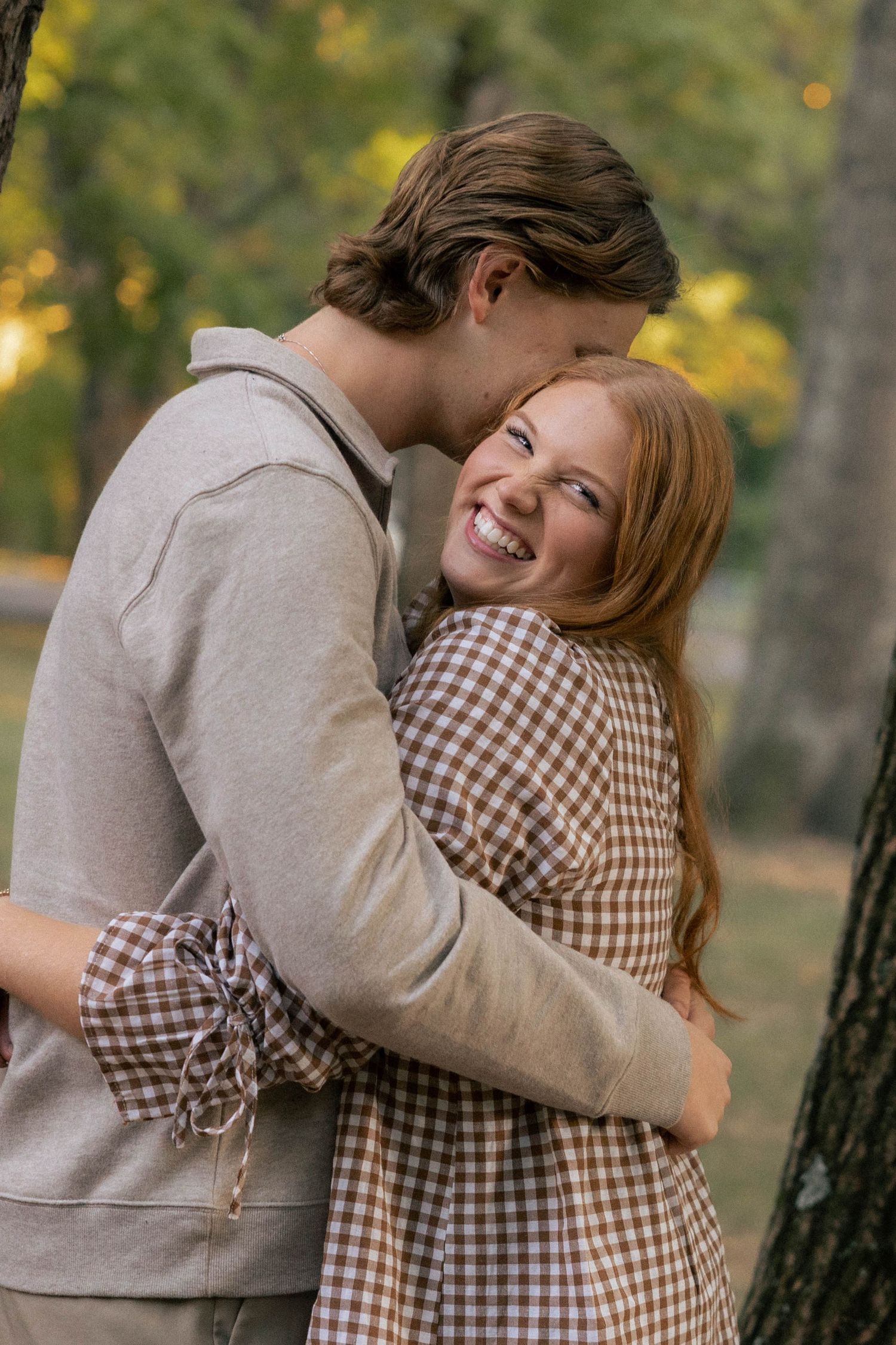 Fall outdoor golden hour engagement photos in Funks Grove, Illinois