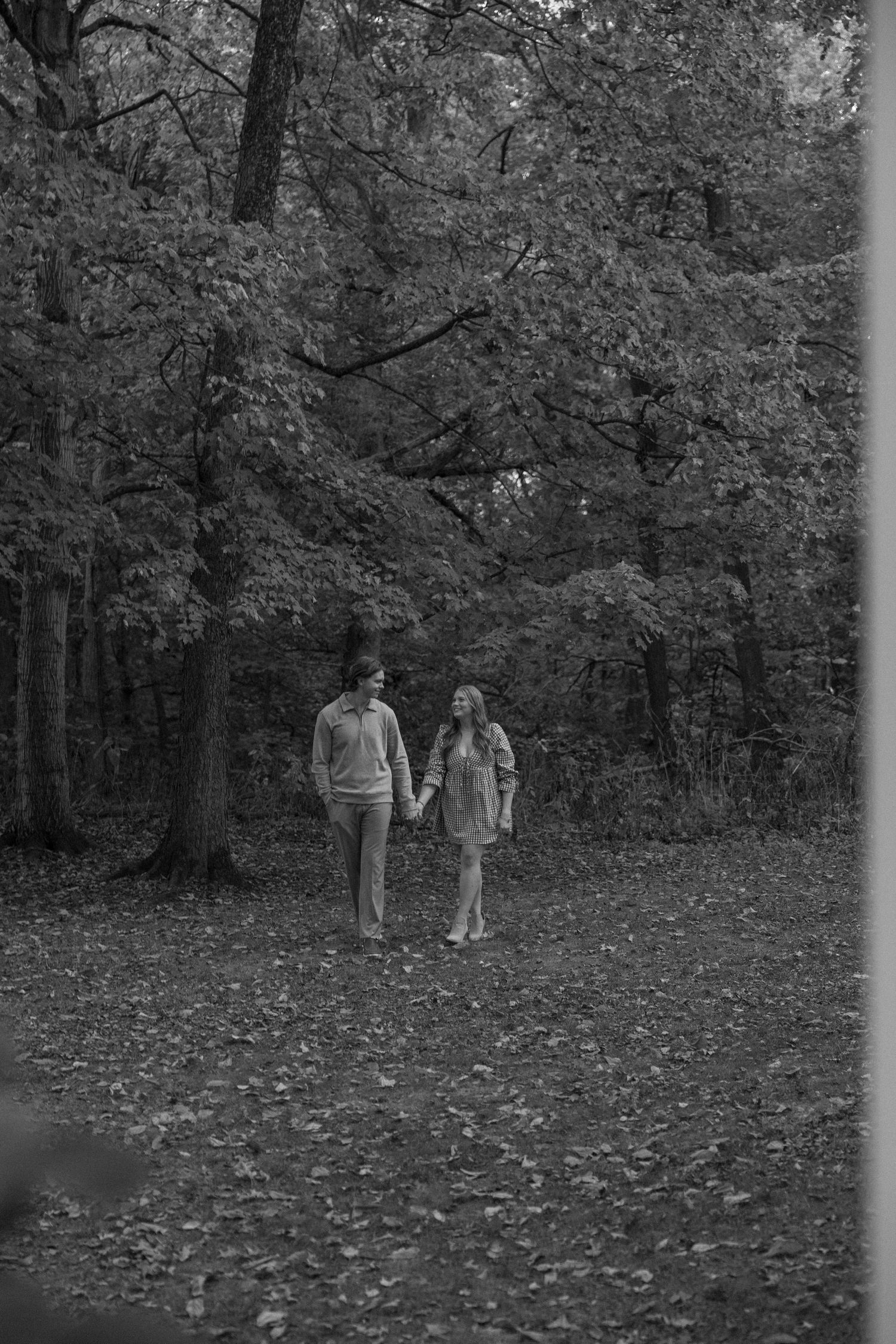 Fall outdoor golden hour engagement photos in Funks Grove, Illinois