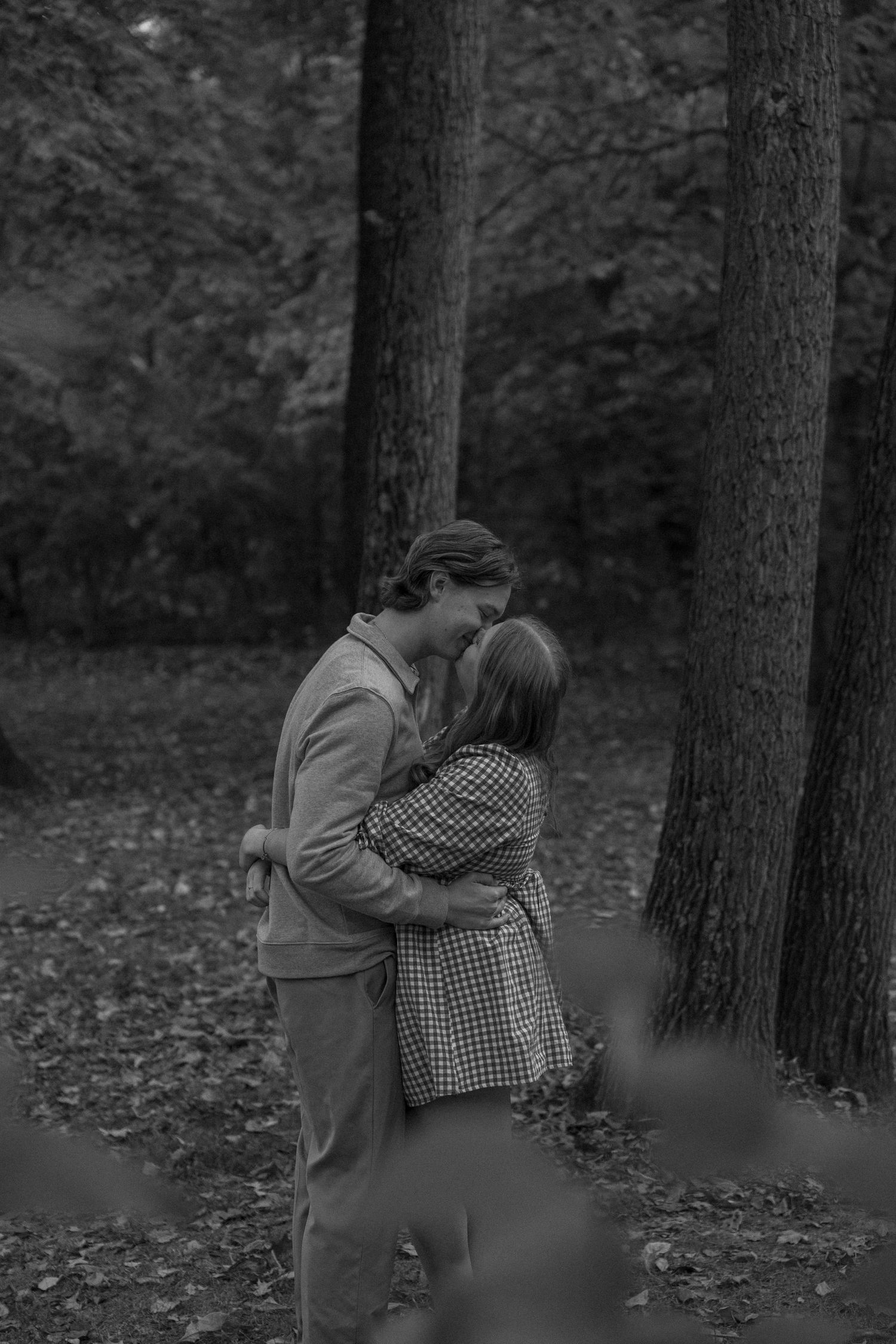 Fall outdoor golden hour engagement photos in Funks Grove, Illinois