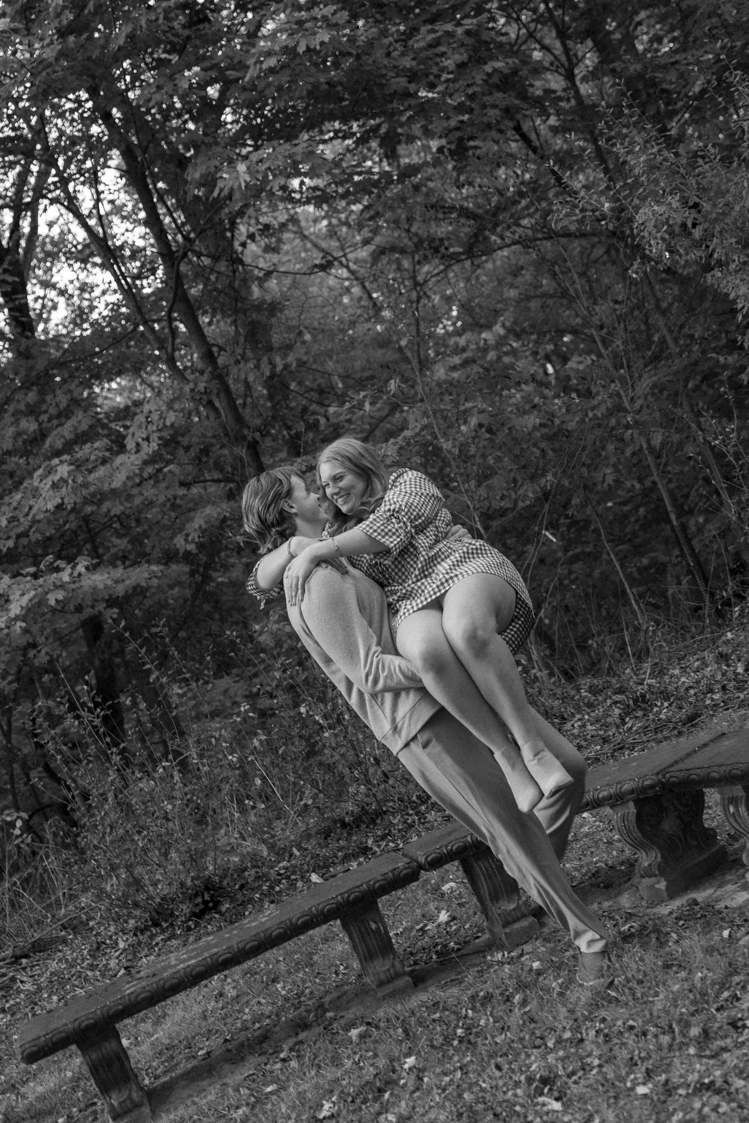 Fall outdoor golden hour engagement photos in Funks Grove, Illinois