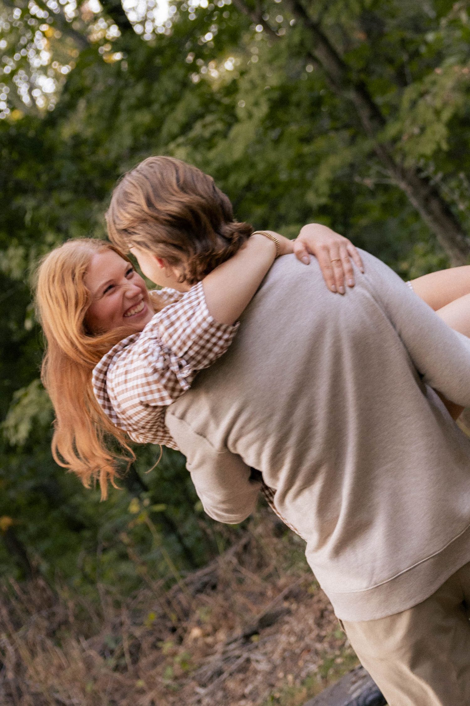 Fall outdoor golden hour engagement photos in Funks Grove, Illinois
