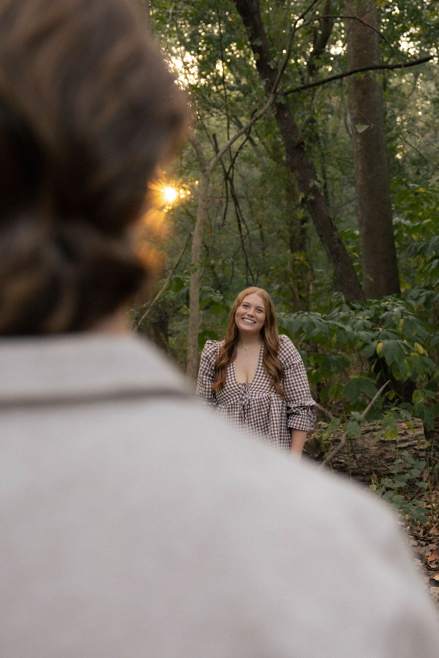 Fall outdoor golden hour engagement photos in Funks Grove, Illinois