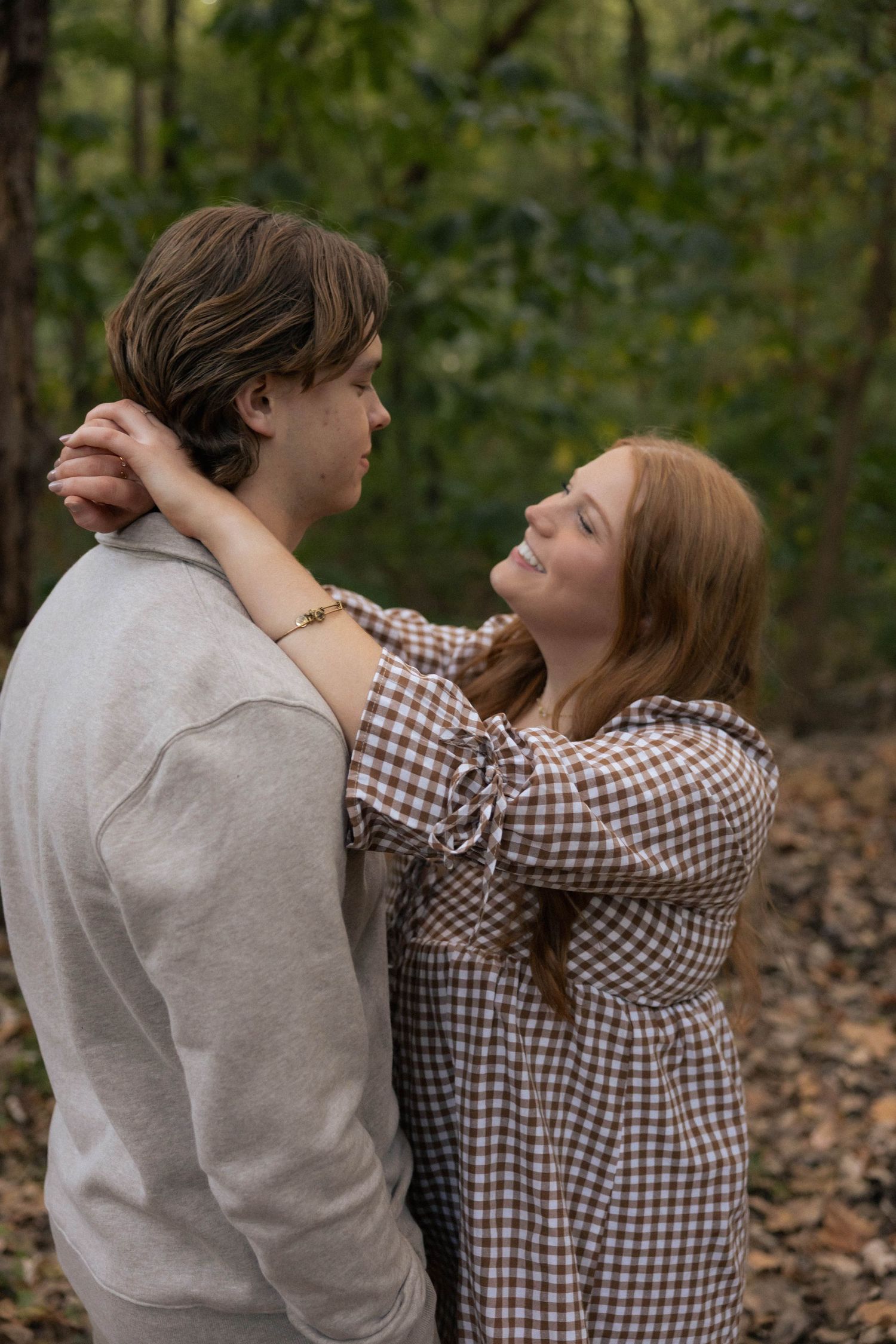 Fall outdoor golden hour engagement photos in Funks Grove, Illinois