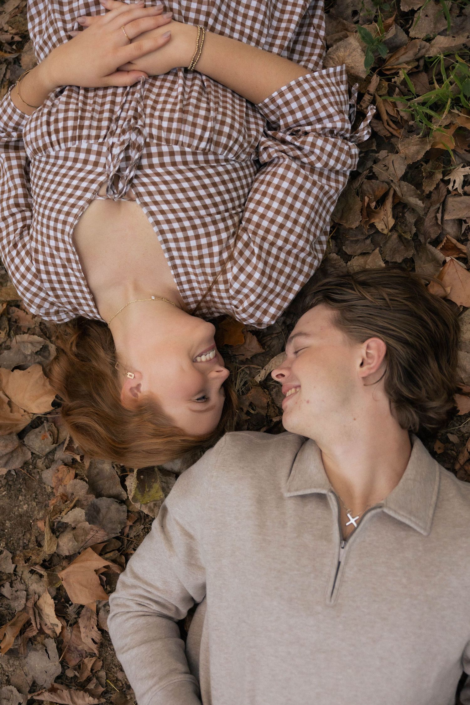 Fall outdoor golden hour engagement photos in Funks Grove, Illinois