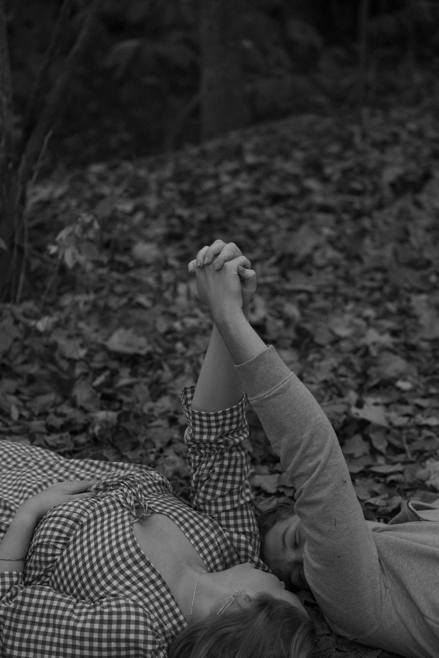 Fall outdoor engagement photos in a woods in LeRoy, Illinois