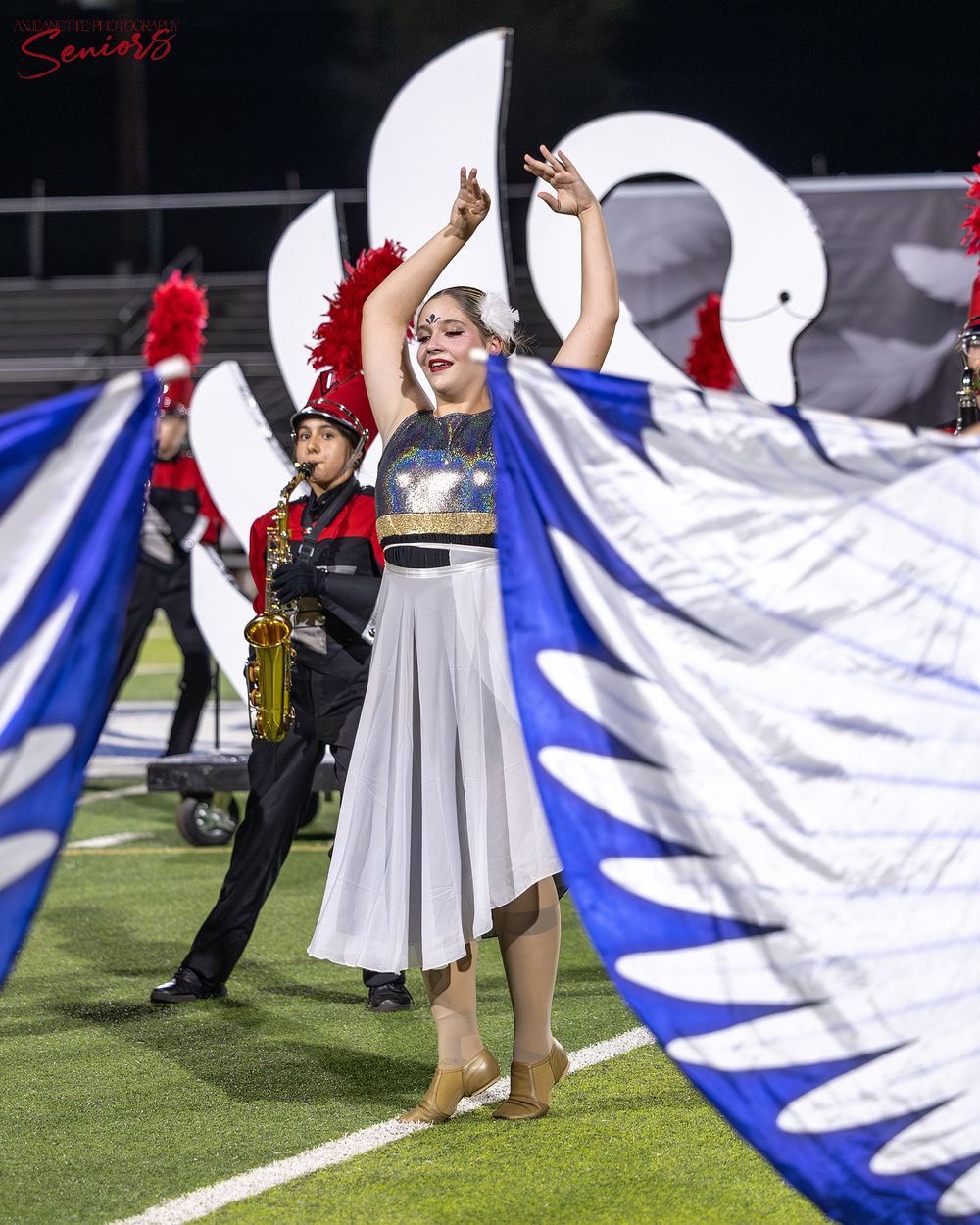 Phoenix AZMBA Marching Band Pictures senior BANNERS Anjeanette Photography High School AZ halftime performance photos