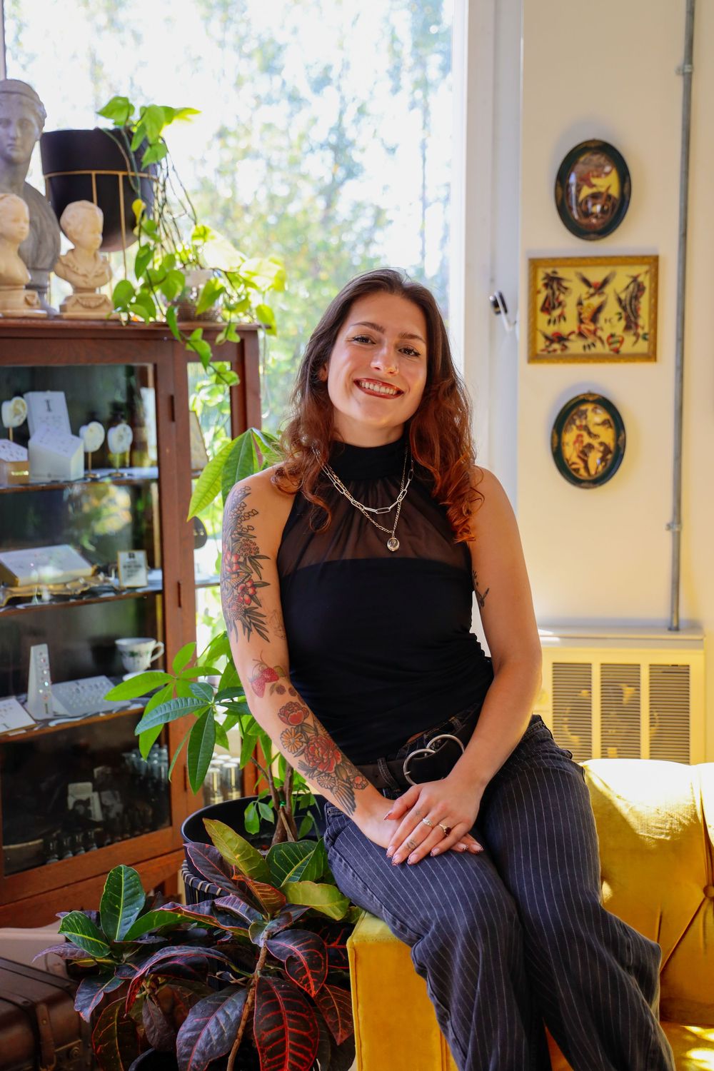 Branding photo of tattoo artist at rebel and rose tattooin Westport CT
