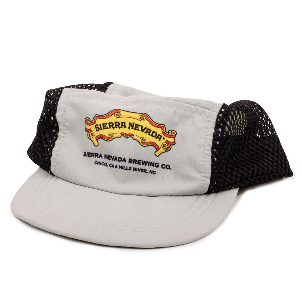Vintage Sierra Nevada Brewing Company mesh trucker cap in white and black.