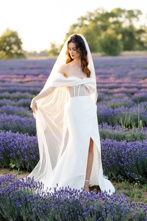 Braut im Lavendelfeld - Hochzeitsfotograf Dresden, Leipzig, Sachsen