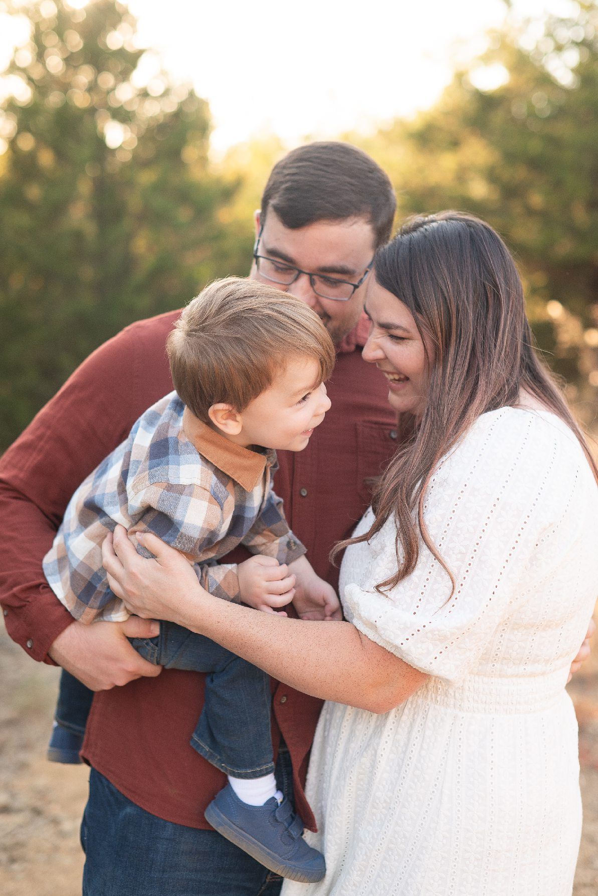 Family of Three Fall Portrait Session in Field by Bartlesville Family Photographer Kristi Bray