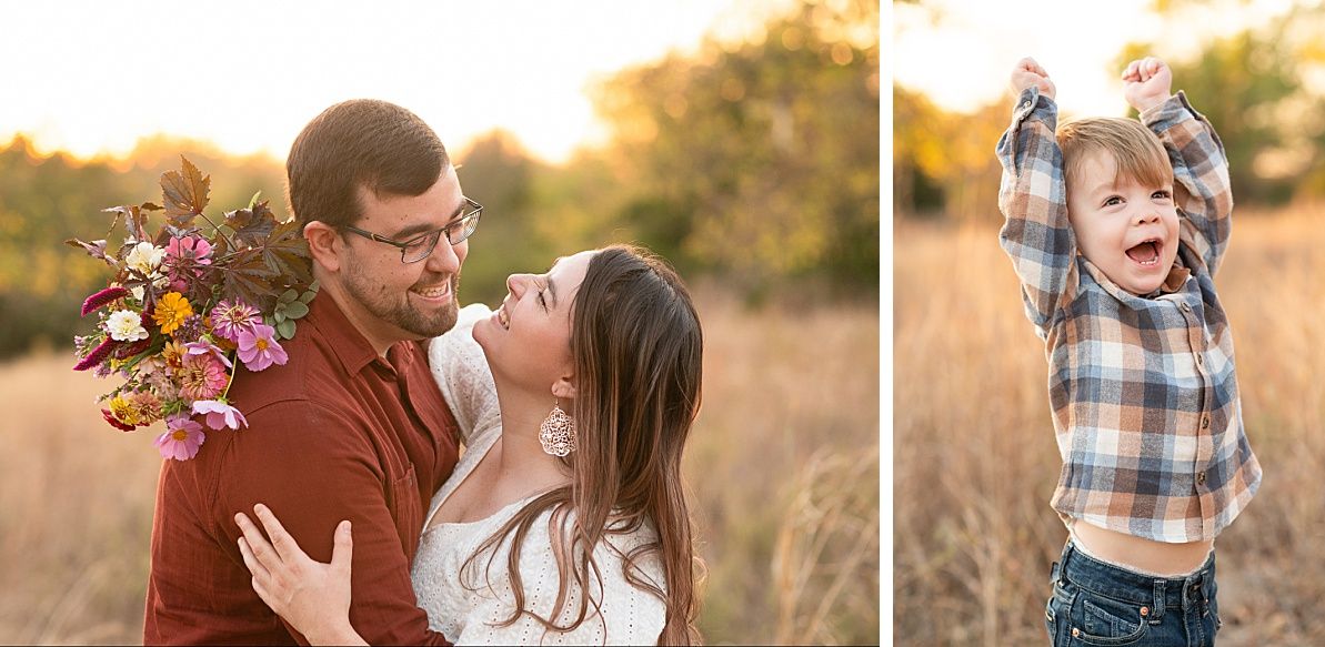 Family of Three Fall Portrait Session in Field by Bartlesville Family Photographer Kristi Bray