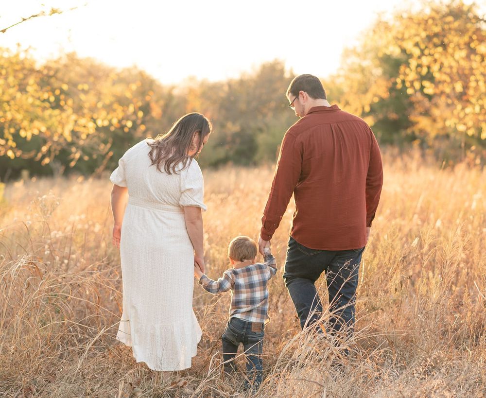 Family of Three Fall Portrait Session in Field by Bartlesville Family Photographer Kristi Bray