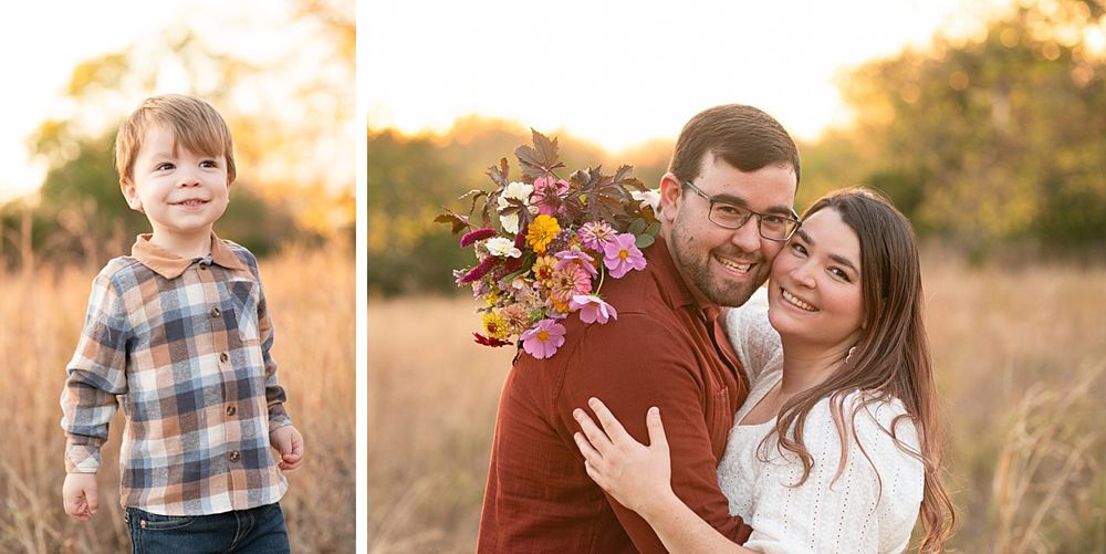 Family of Three Fall Portrait Session in Field by Bartlesville Family Photographer Kristi Bray