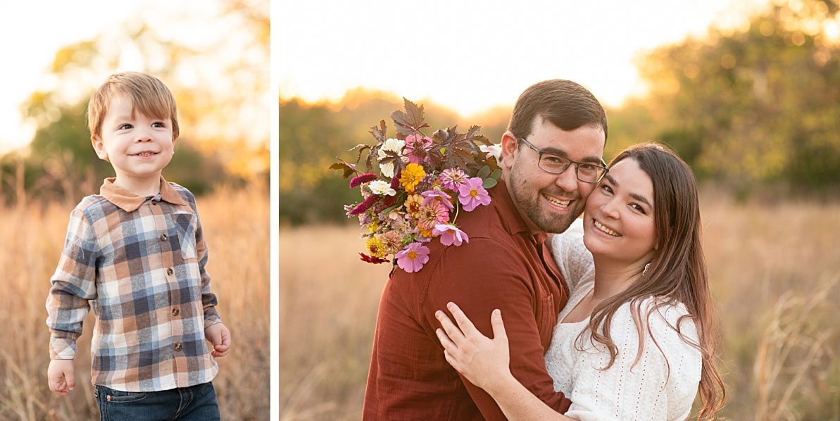Family of Three Fall Portrait Session in Field by Bartlesville Family Photographer Kristi Bray