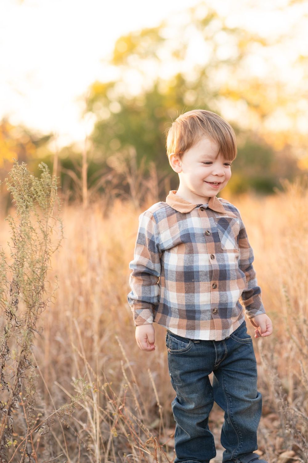 Family of Three Fall Portrait Session in Field by Bartlesville Family Photographer Kristi Bray