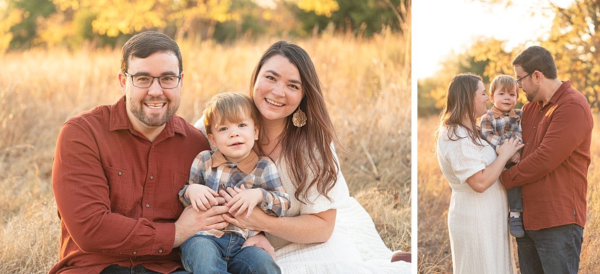 Family of Three Fall Portrait Session in Field by Bartlesville Family Photographer Kristi Bray