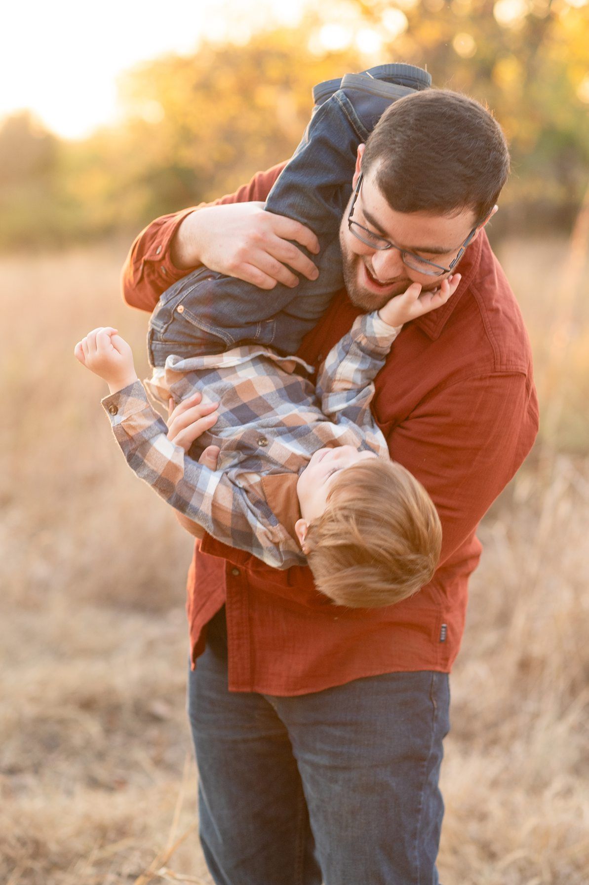 Family of Three Fall Portrait Session in Field by Bartlesville Family Photographer Kristi Bray