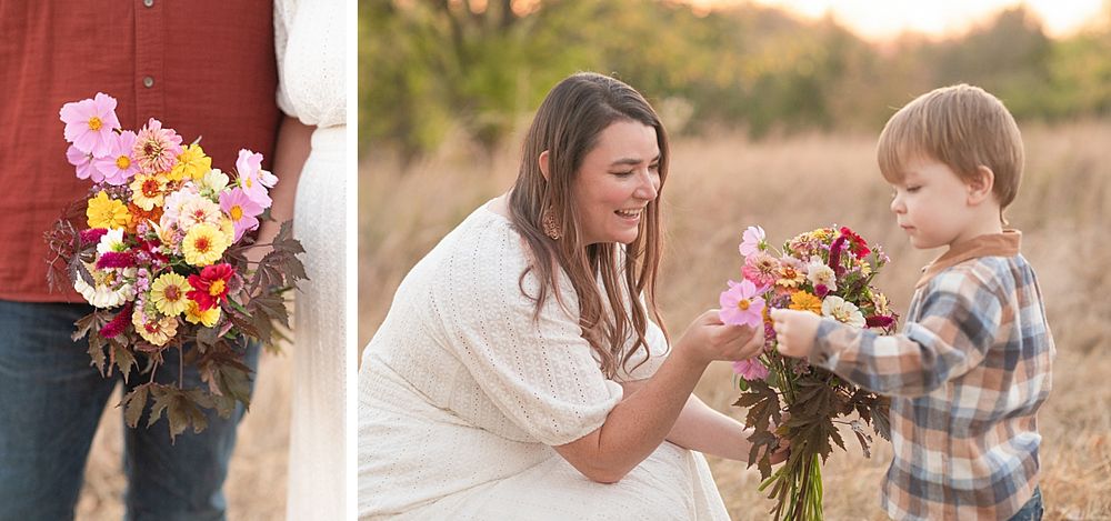 Family of Three Fall Portrait Session in Field by Bartlesville Family Photographer Kristi Bray