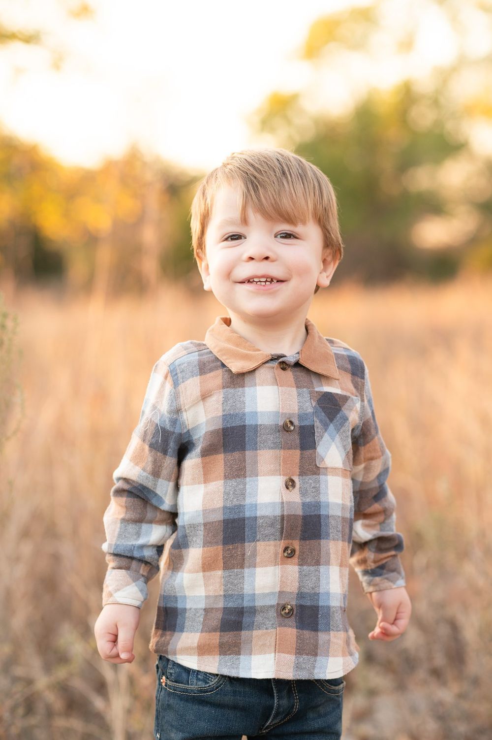 Family of Three Fall Portrait Session in Field by Bartlesville Family Photographer Kristi Bray