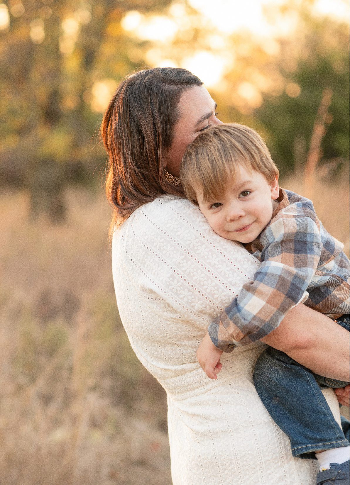 Family of Three Fall Portrait Session in Field by Bartlesville Family Photographer Kristi Bray