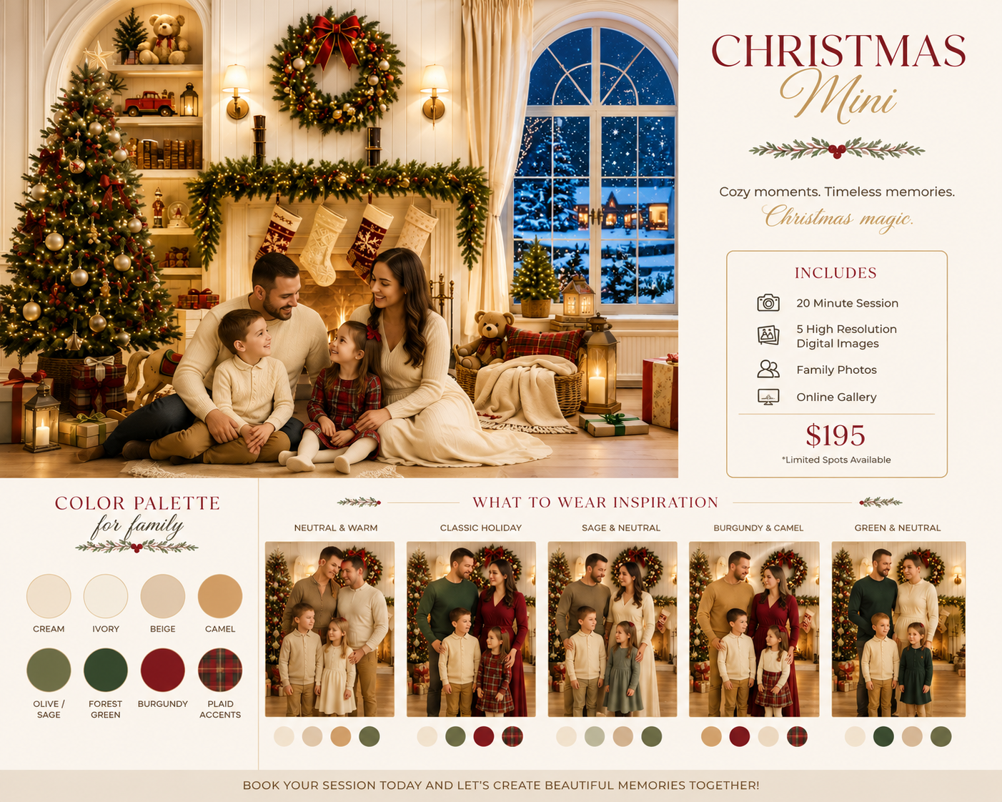 A collage of holiday-themed retail displays showing Christmas decorations and festive merchandise in a store setting.