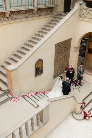 A bride and groom during an Indian fusion wedding ceremony at Cuneo Mansion.