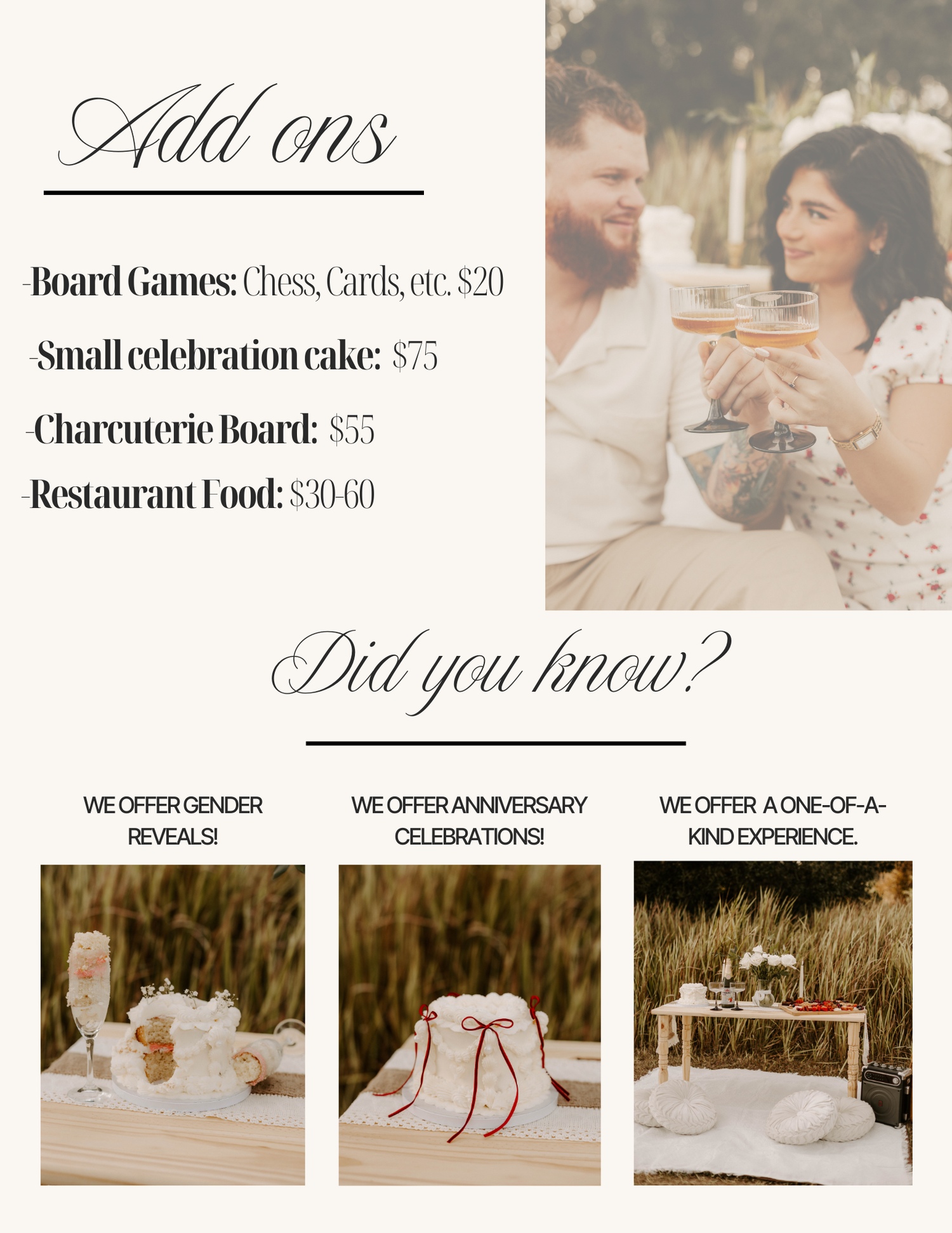 A collage of wedding reception details showing menu cards, place settings, and romantic dining table decorations.