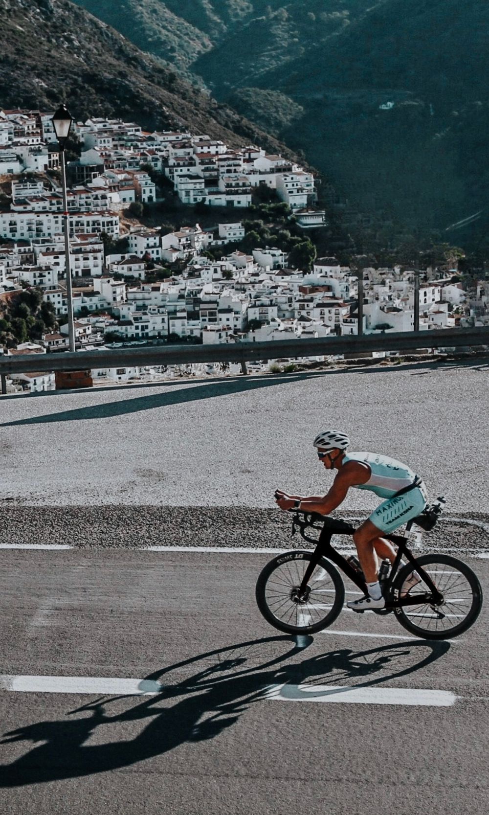 Levi Johnson on his triathlon bike during the 2023 Ironman 70.3 Marbella in Spain