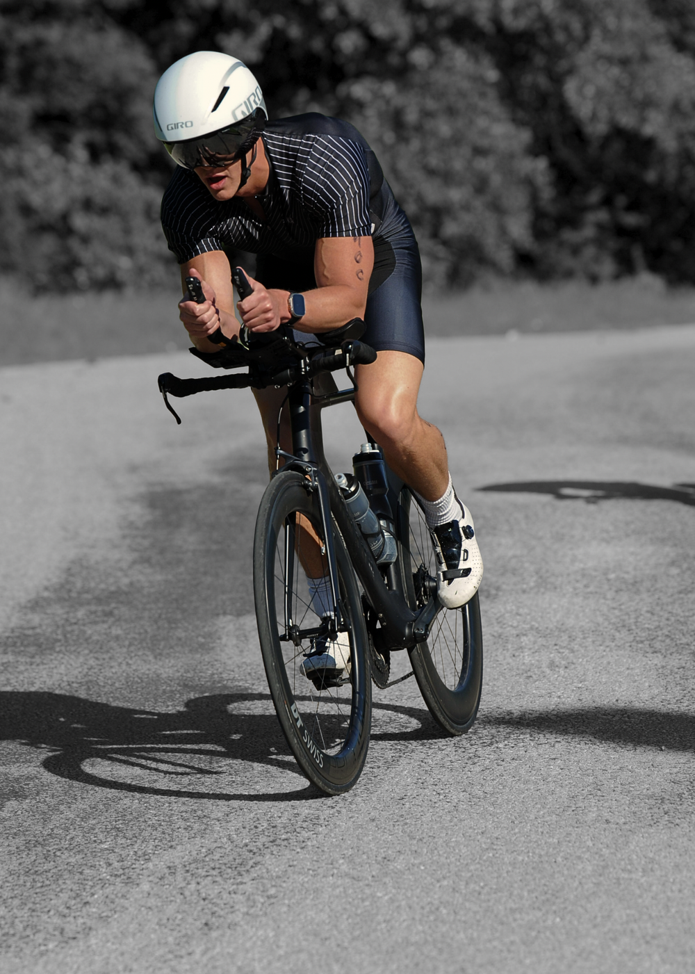 Levi Johnson on a Canyon triathlon bike during his 1st place triathlon performance and podium finish in May 2025 in Dallas
