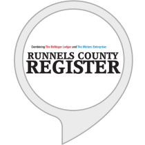 Runnels County Register newspaper logo in black text within a circular design.