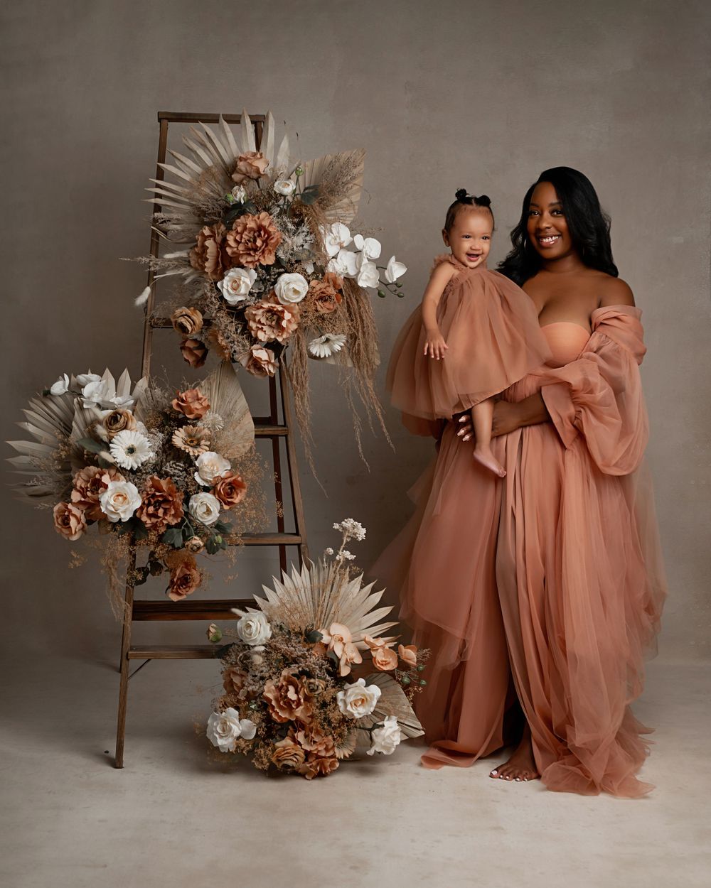 mommy and me photoshoot with beautiful gowns, inland empire studio photographer