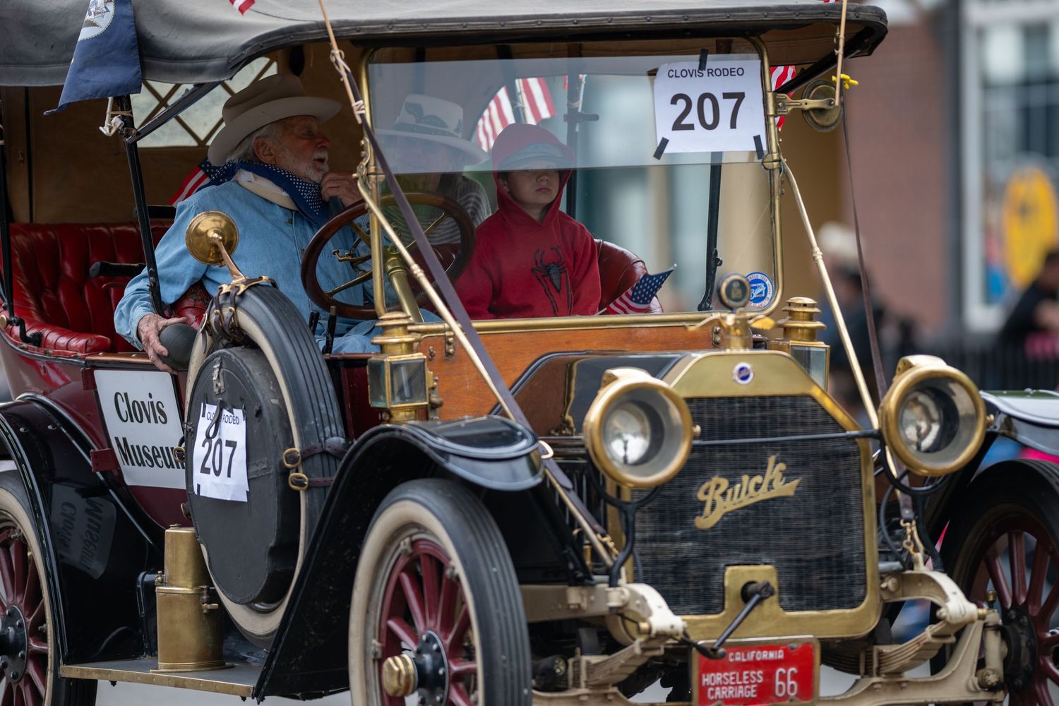 Vintage Buick antique car decorated for a parade.