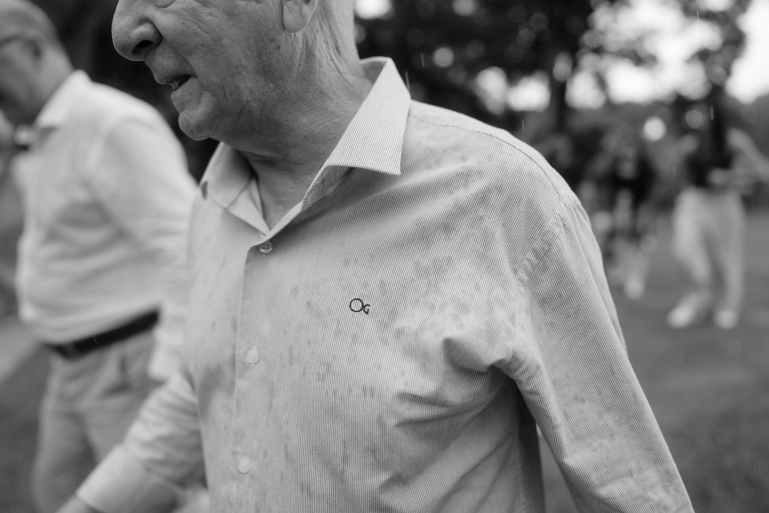 Series of joyful candid moments at an outdoor wedding celebration.