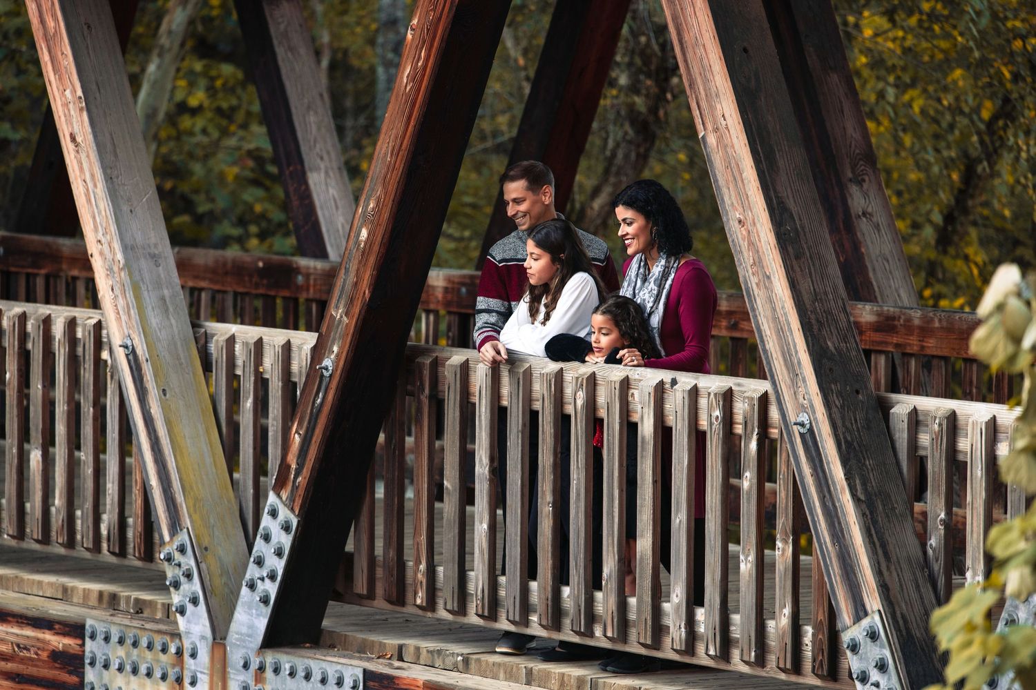 Family portrait in front of Roswell Mill