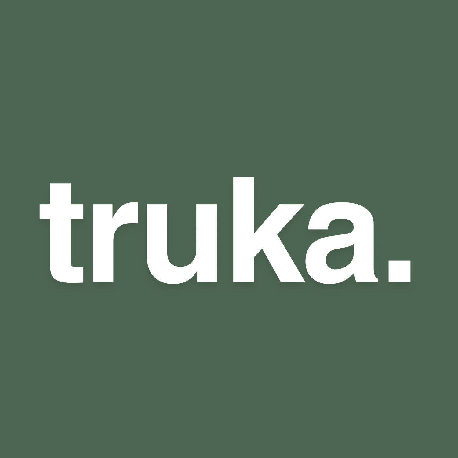 Modern green and dark grey Truka brand logo featuring a minimalist tree icon and lowercase lettering.